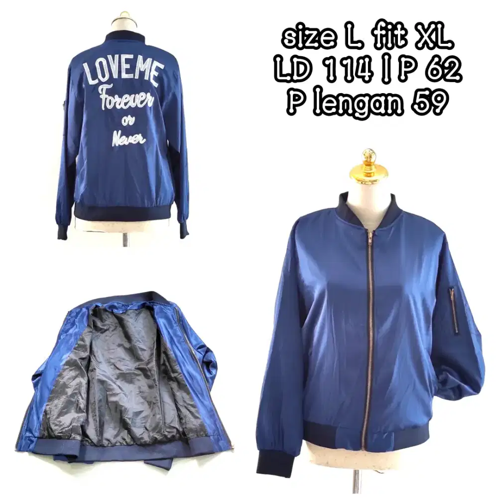 Jaket outdoor bomber windbreaker size L fit XL, preloved