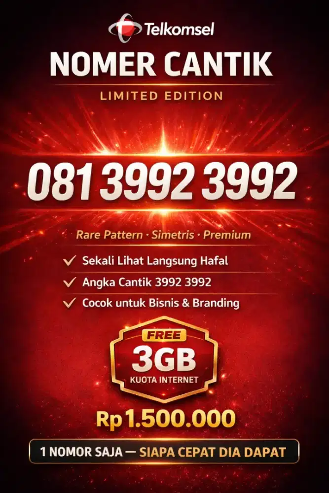 Nomer Cantik Simpati 11 digit 3992 3992