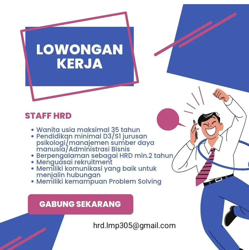 lowongan kerja HRD & LEGAL