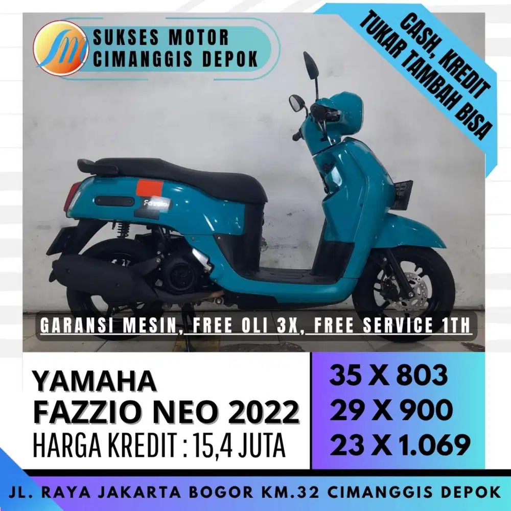 FAZZIO NEO 2022 KREDIT CICILAN RINGAN DP 500 BERGARANSI [SUKSES MOTOR]