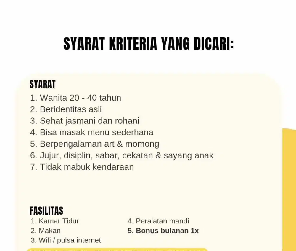 Art pembantu jaga anak serabutan menginap