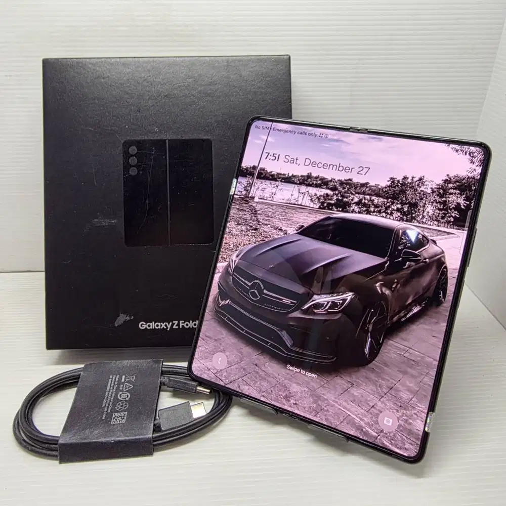 LENGKAP MULUS SAMSUNG GALAXY Z FOLD 5 5G 12/256 BLACK EX SEIN NO MINUS