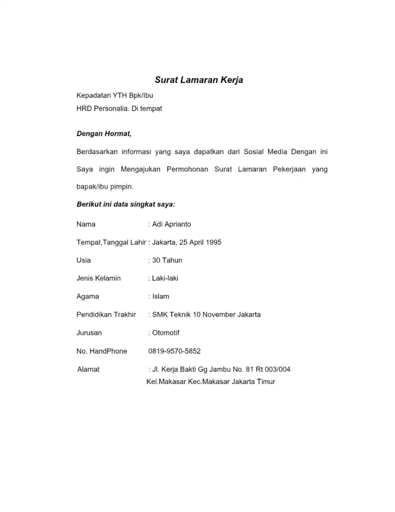 Sedang Membutuhkan Pekerjaan