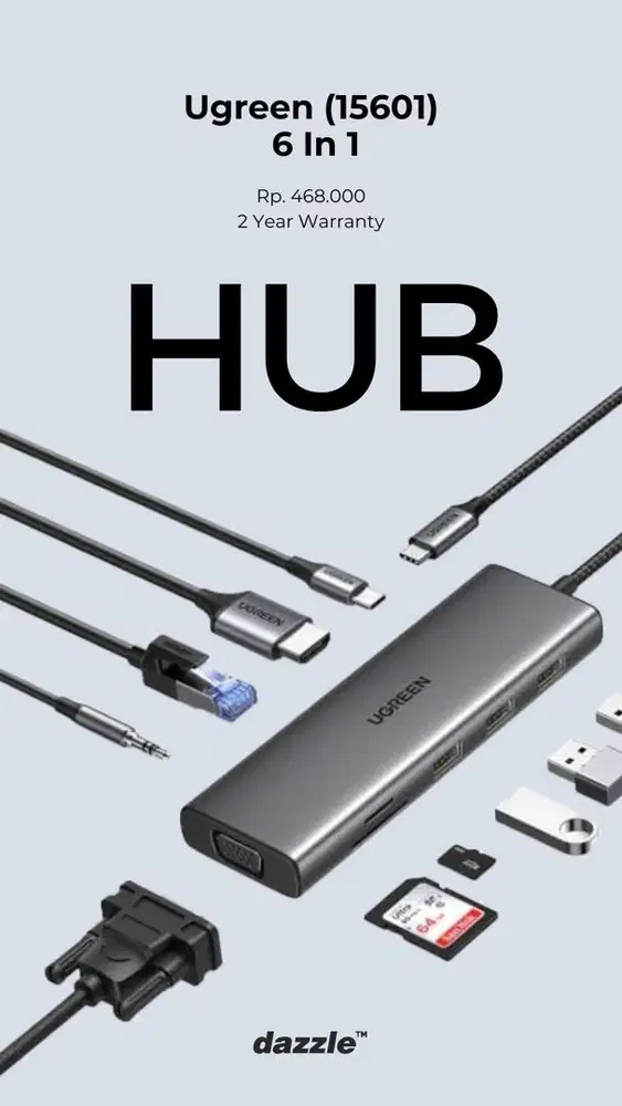 USB HUB 10 in 1 UGREEN GARANSI 2 TAHUN