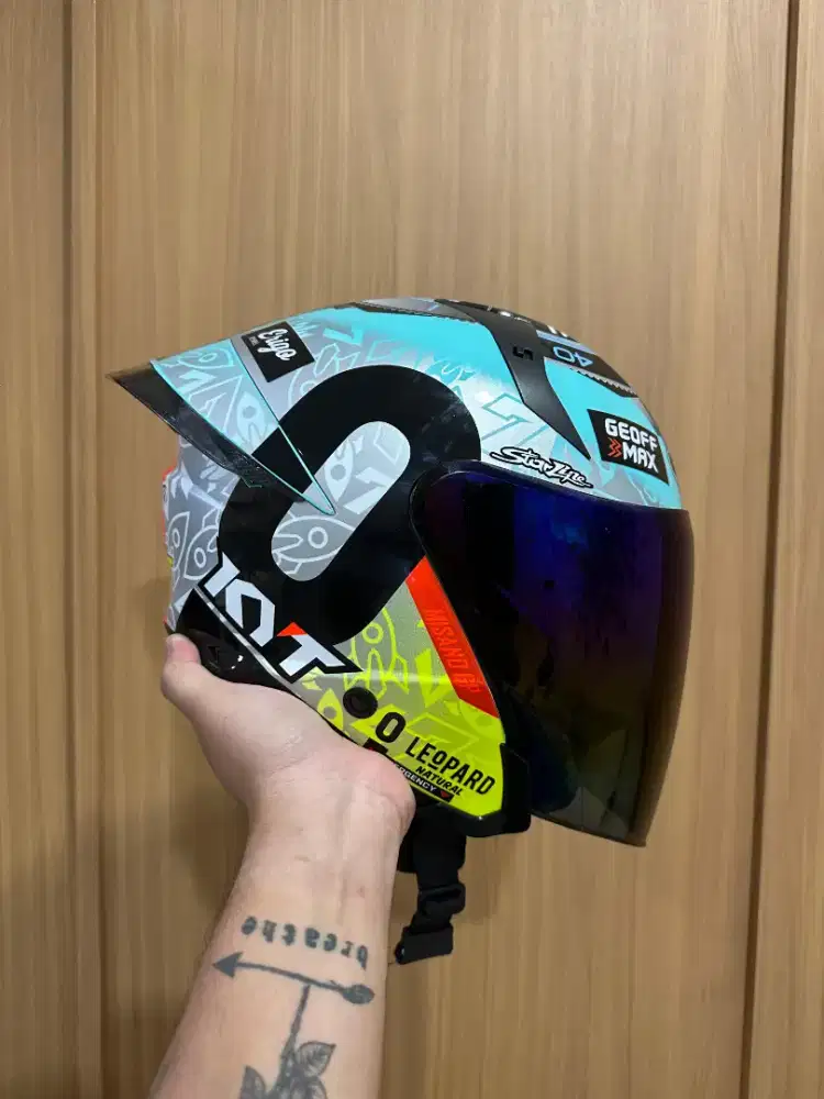 HELM KYT TTR JET XL + INTERKOM DAN 2 VISOR