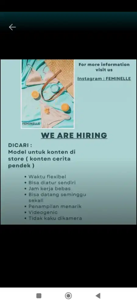 Dibutuhkan karyawan wanita
