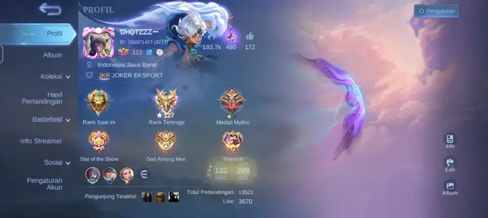 JUAL AKUN MOBILE LEGEND ex imo