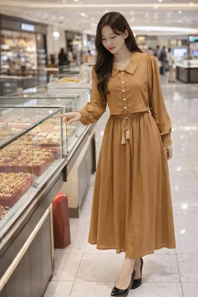 Korean impor Longdress untuk daily (2 Longdress + bonus 1 blouse)