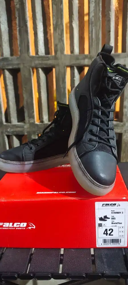 Falco Starboy 3 Ride Shoe Black/Fluo, Sepatu touring motor 42