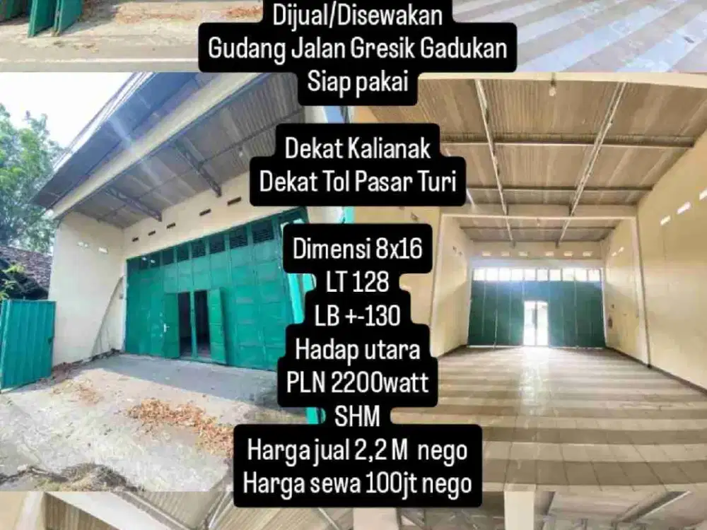 DIJUAL / DISEWAKAN GUDANG