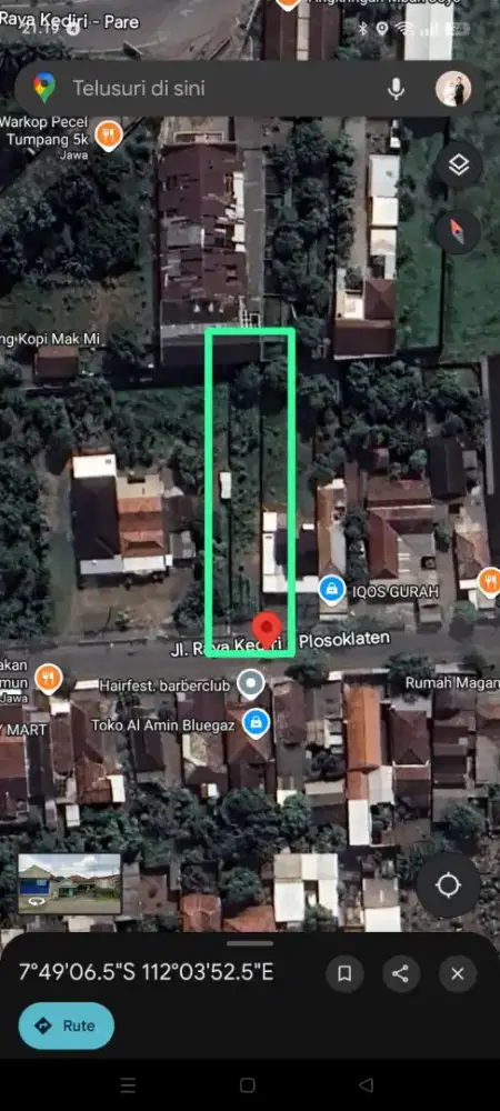 Dijual Tanah SHM 420 m² di Kab Kediri dekat Simpang Lima