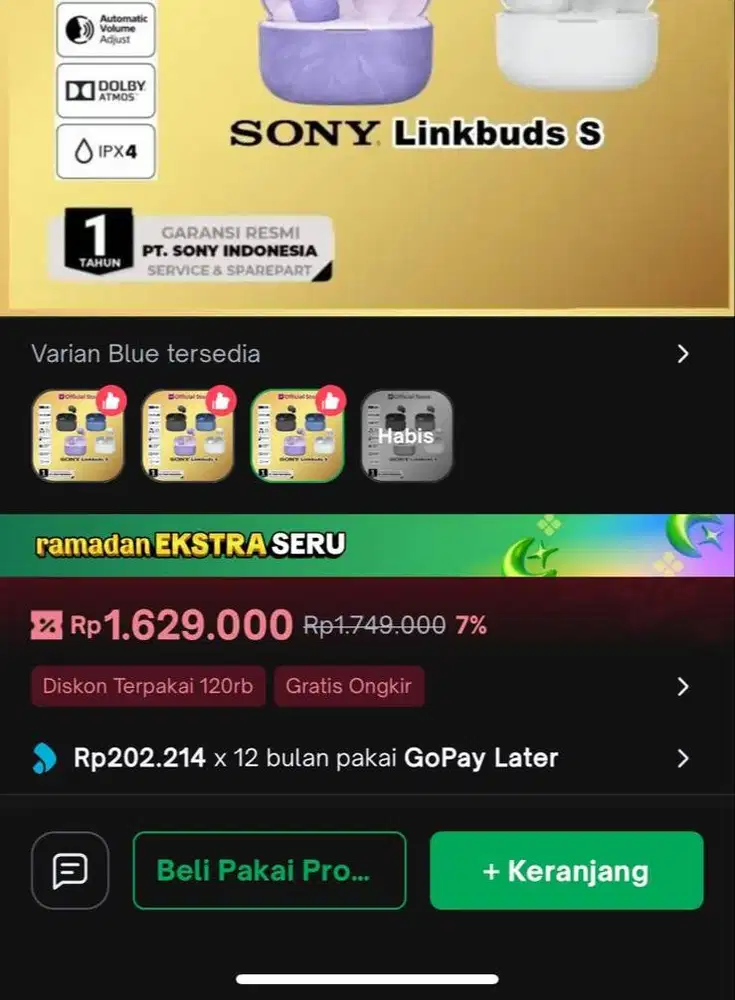 TWS sony linkbuds s BNIB GARANSI RESMI not apple airpods