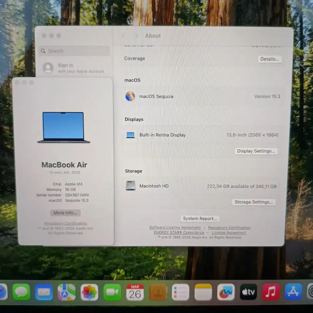 Macbook Air M4 13 Inch Ram 16 Ssd 256 lengkap full set Midnight Ibox