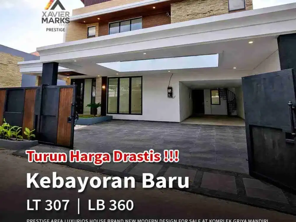 TURUN HARGA!!
PRESTIGE AREA LUXURIOS HOUSE BRAND NEW MODERN DESIGN FOR SALE AT KOMPLEK GRIYA MANDIRI RADIO DALAM KEBAYORAN BARU JAKARTA SELATAN.
UNFURNISH 
SHM, IMB, PBB
HARGA HOT DEAL
-Luas Tanah .307 m²
-Luas Bangunan 360 m²
-Kamar Tidur 4 + 1
-Kamar Ma