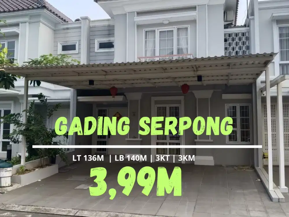 DIJUAL CEPAT RUMAH 2 LANTAI DI GRANADA MENAGGIO VILLAGE GADING SERPONG 3MAN