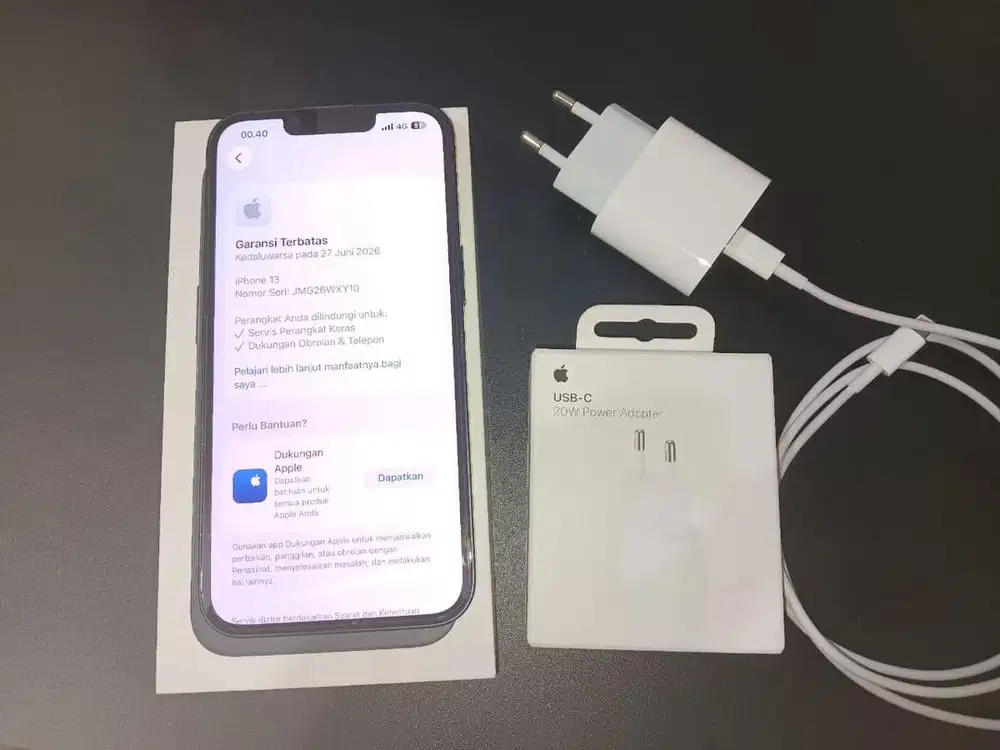 Iphone 13 128 Gb & Adaptor Charger Original IBOX Garansi On 27/06/26