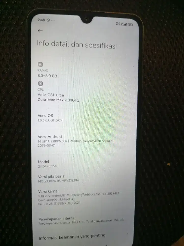 Di jual BU HP poco A75 ram 8+8/256, kelengkapan HP dan casan, jakpus