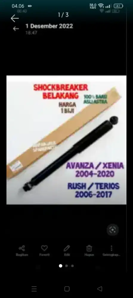 Shocbreker kayaba utk avanza, grand max.