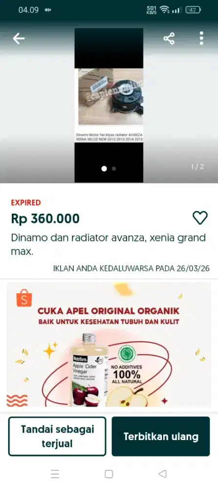 Jual dinamo original avanza, brio utk radiator