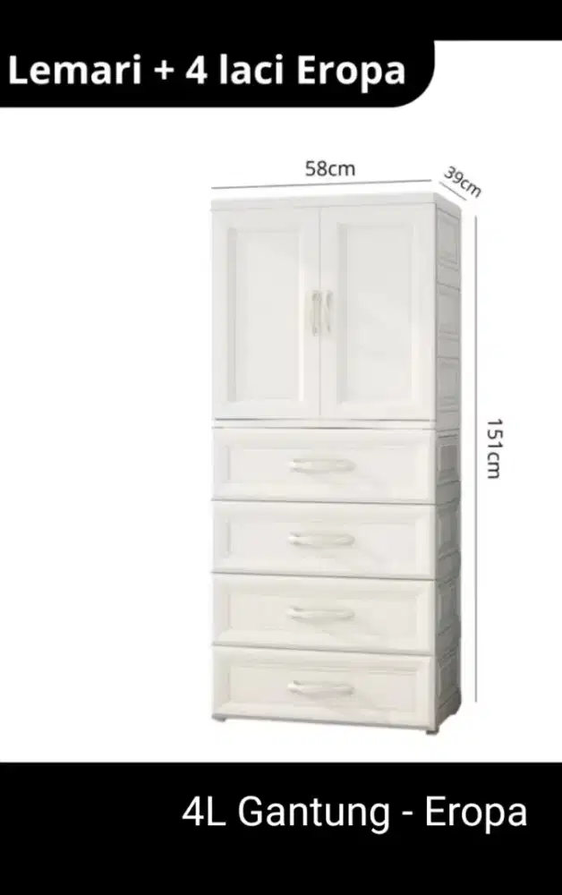 Lemari pakaian plastik PP