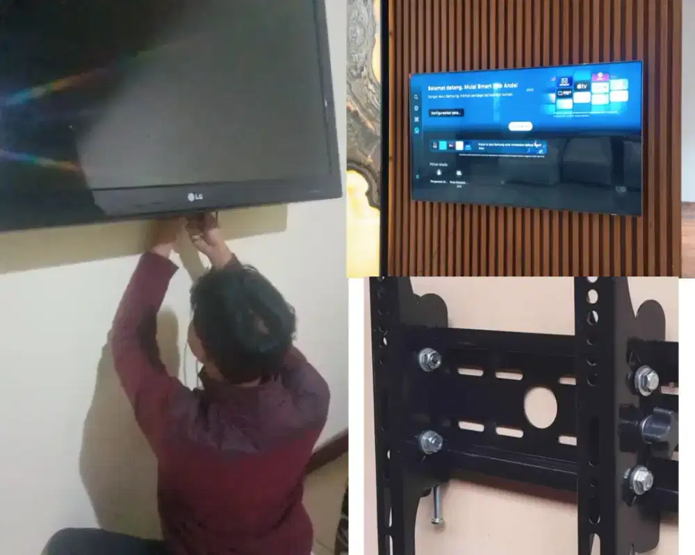 Braket plus pasang atau jasa pasang terima rapih breket bracket led tv