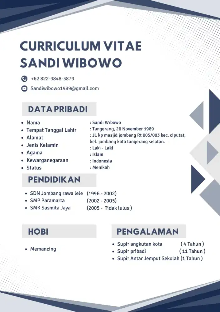 SEDANG MENCARI PEKERJAAN SUPIR