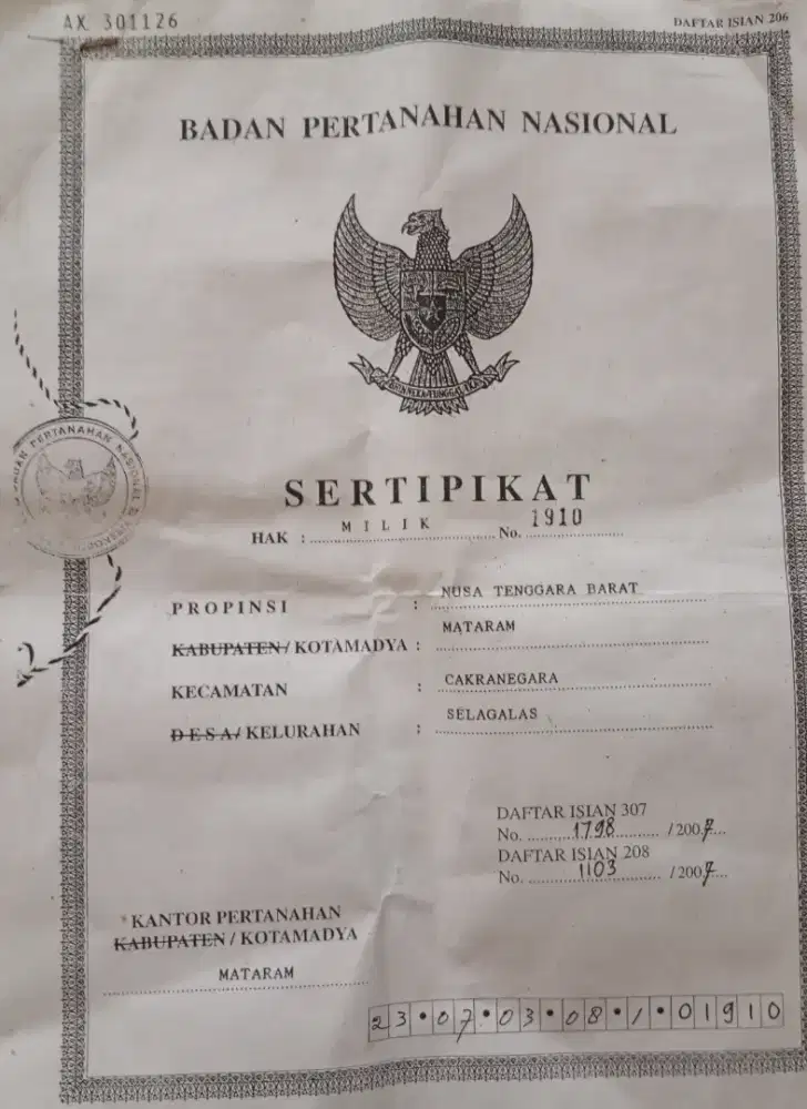 TANAH 26,93 are SELAGALAS KOTA MATARAM VIEW GUNUNG DAN SUNGAI