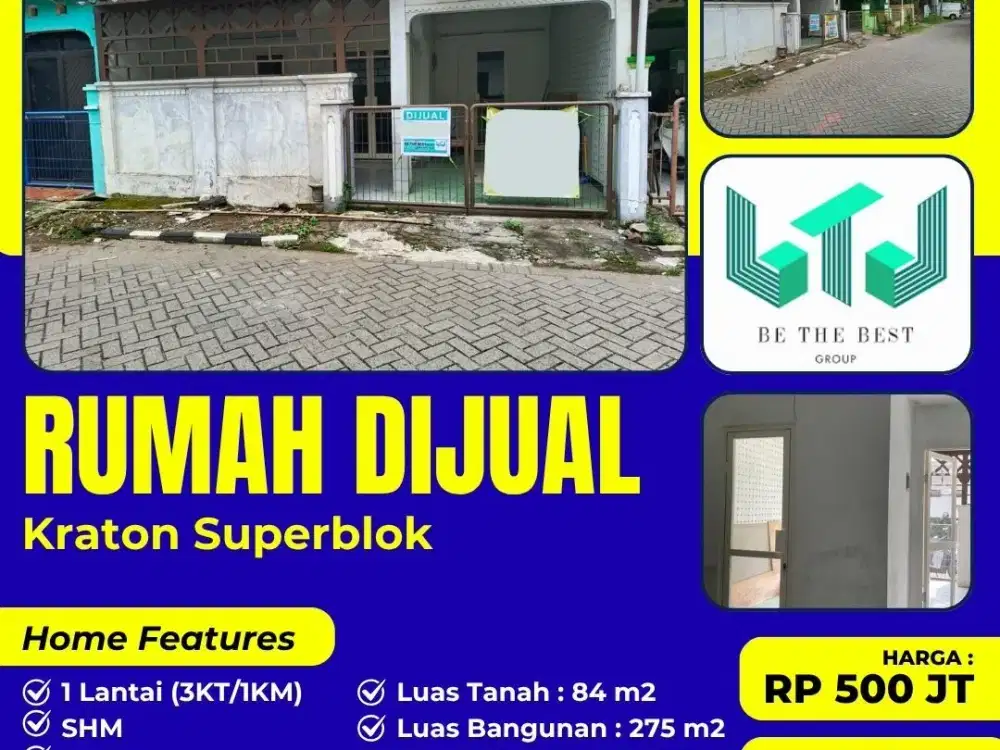 HARGA NEGO!! JUAL RUMAH CEPAT DI KRATON SUPERBLOK, KRIAN – SIDOARJO
