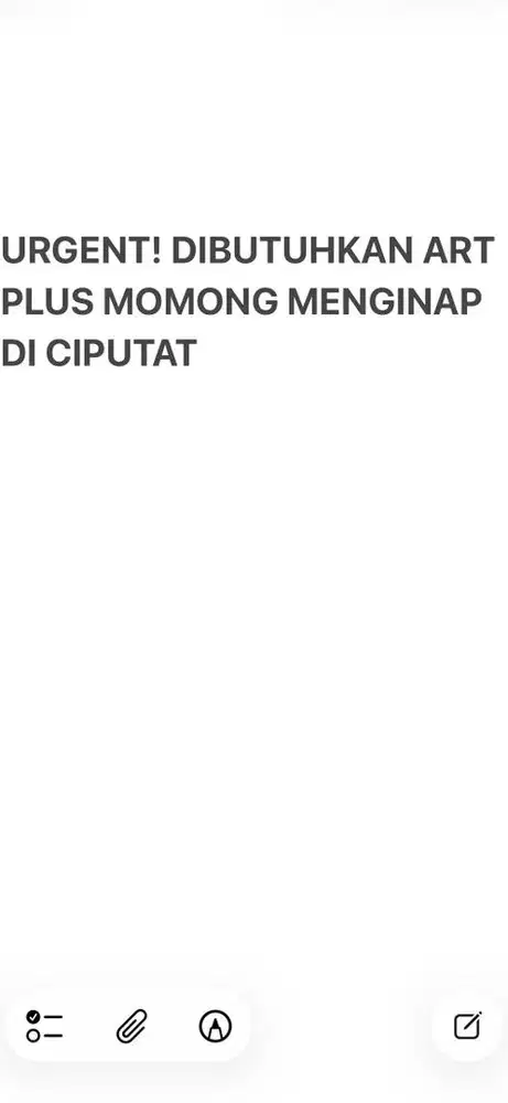 URGENT! Dibutuhkan ART plus momong menginap di Ciputat