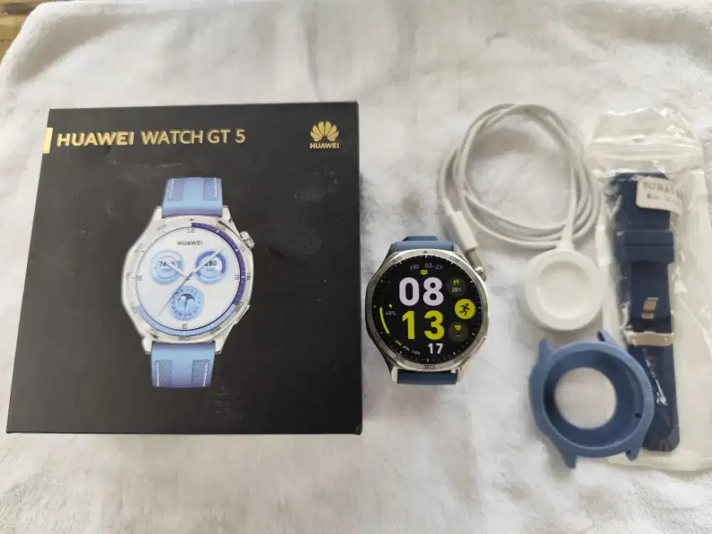 Smartwatch Jam Tangan Huawei GT 5 46mm Blue Woven Running Padel