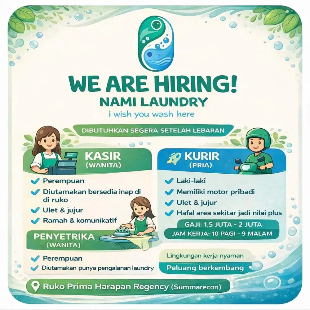 Dibutuhkan Pegawai Laundry
