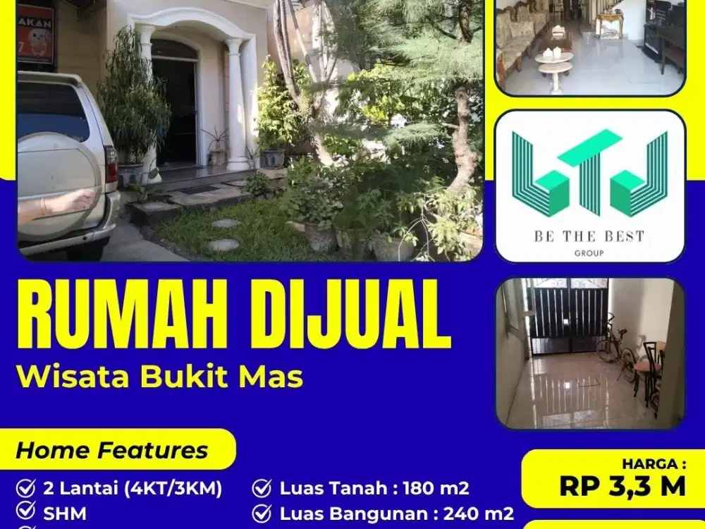 2 LANTAI – SEMI FURNISH!! DIJUAL RUMAH ISTIMEWA DI PERUM WISATA BUKIT MAS CLUSTER DU LOUVRE
