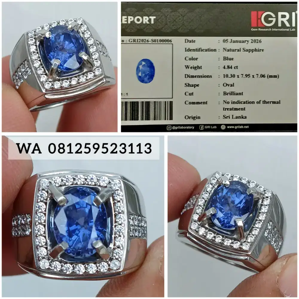 Blue Sapphire Srilanka 4.84cts NoTreatment / No Heat GRI Lab