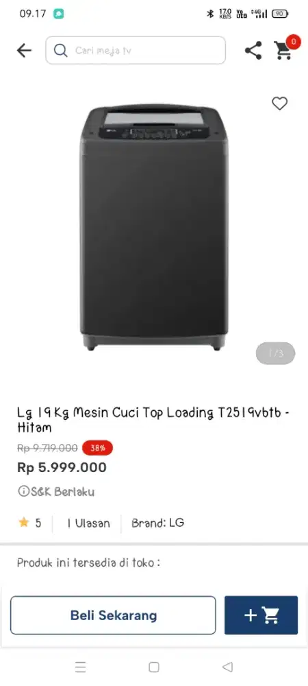 Promo mesin cuci LG 19KG