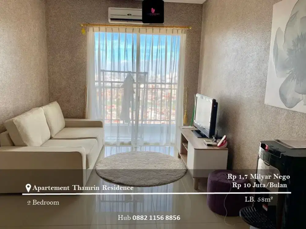 Dijual dan Disewakan Apartement Thamrin Residence High Floor 2BR Full Furnished