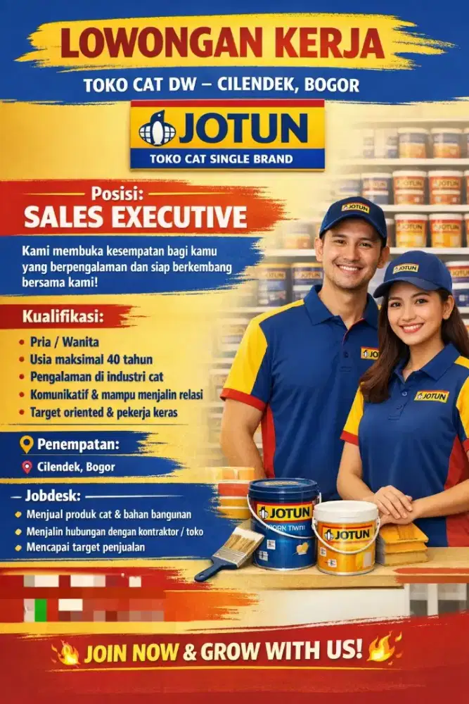 Dicari sales yang berpengalaman di industri cat