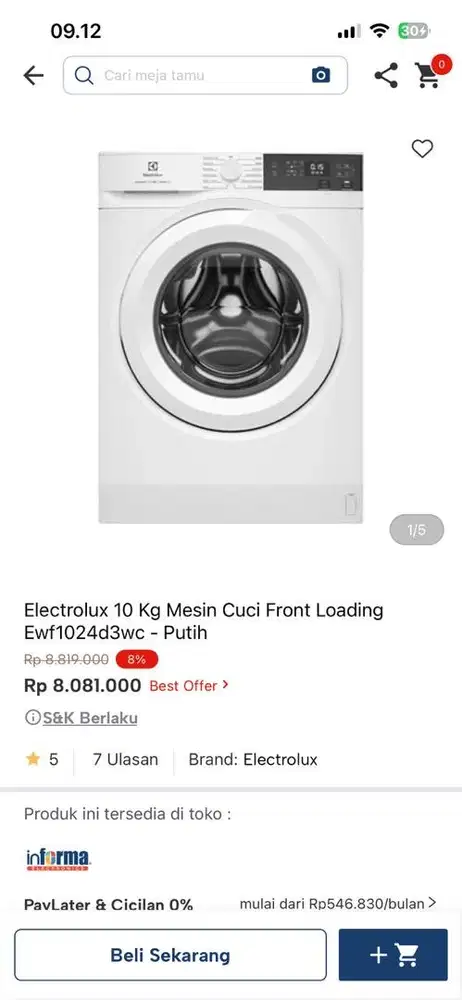 mesin cuci electrolux 10kg