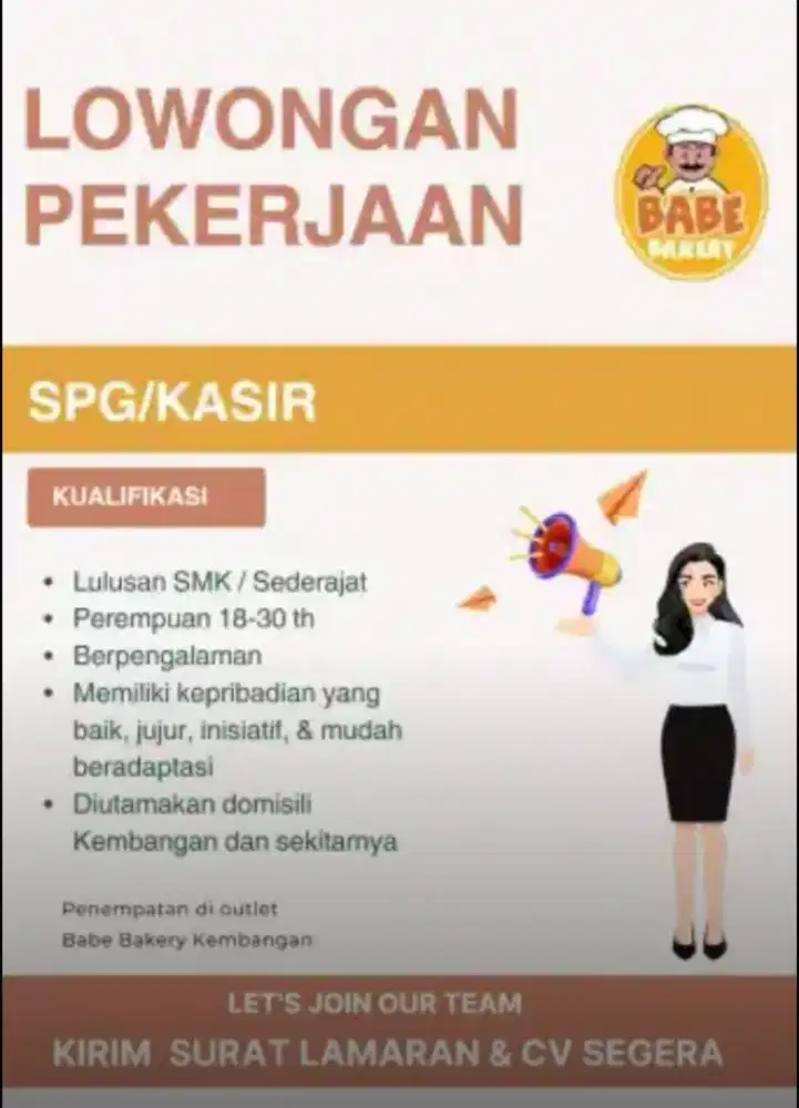 SPG / Kasir Toko Bakery