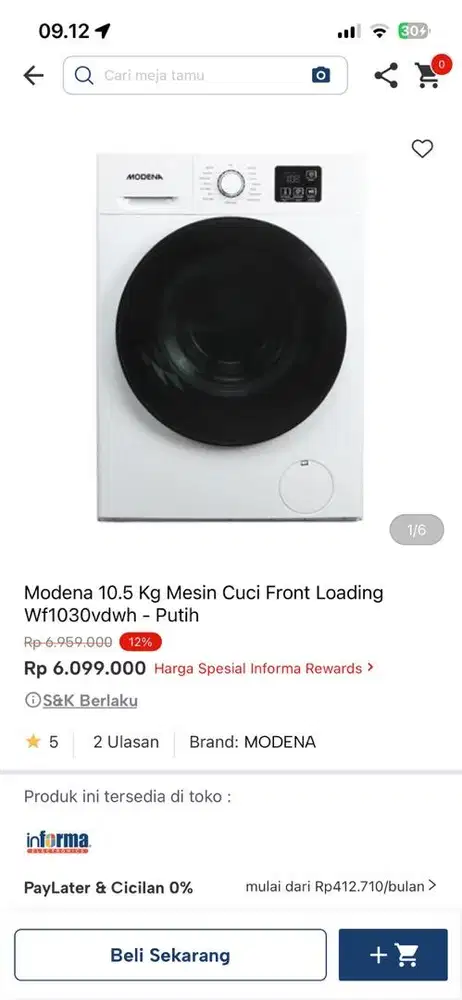 ready mesin cuci modena 10kg