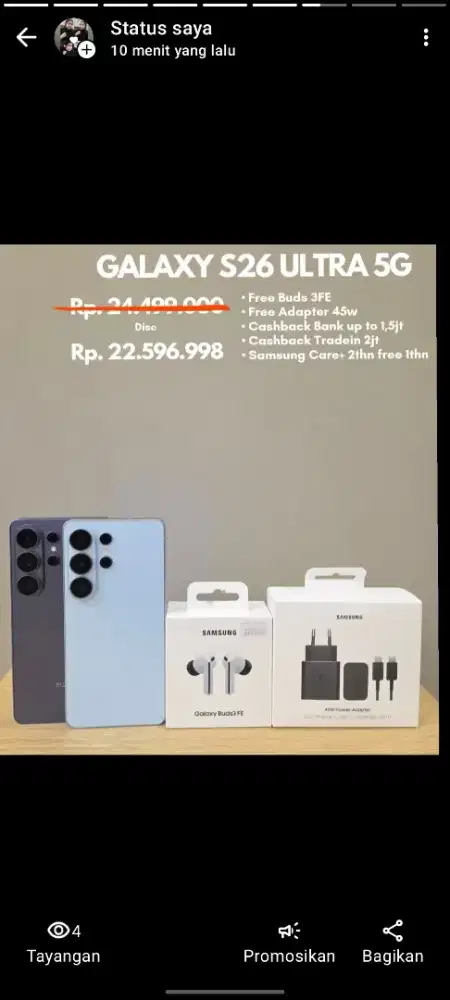 Promo samsung S26 ultra free upgrade memory