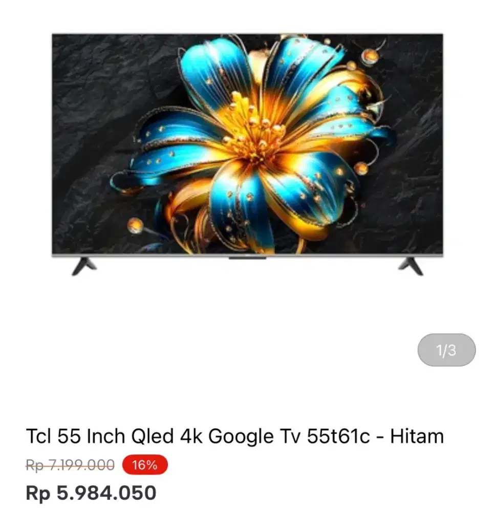 TCL 55 INCH QLED 4K GOOGLE TV 55T61C