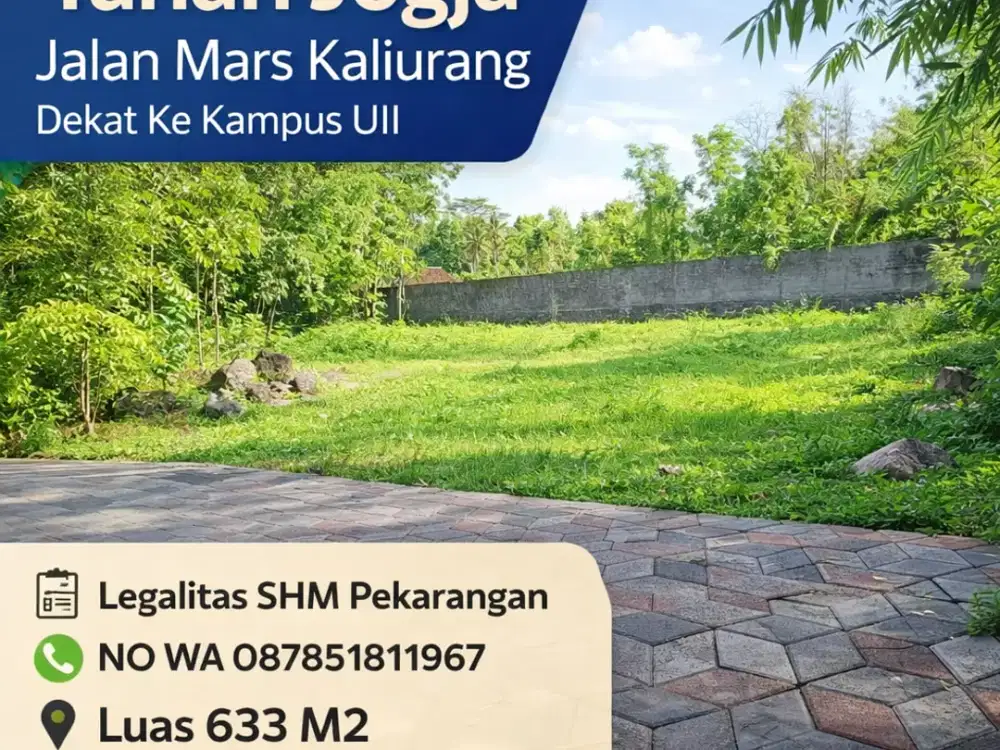 Tanah Jogja Kost Area Kampus UII Kaliurang SHM Pekarangan