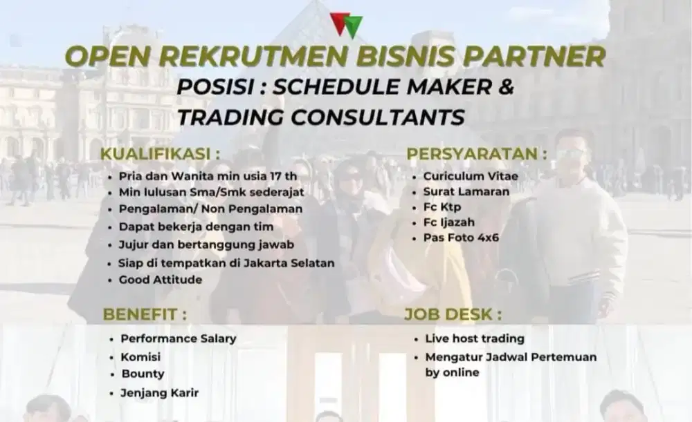 LOWONGAN PEKERJAAN SCHEDULE MAKER & TRADING CONSULTANT