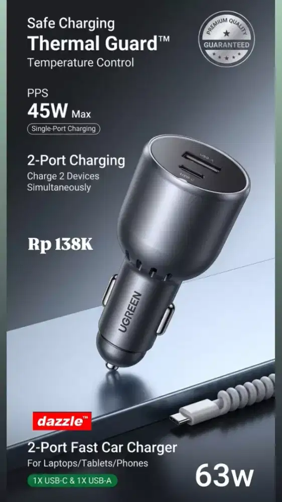 Saver ugreen car charger 63 Watt black