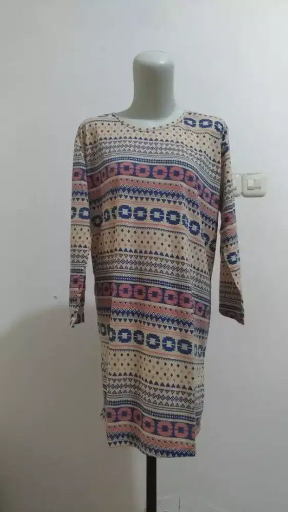 Dress bahan kaos motif tribal