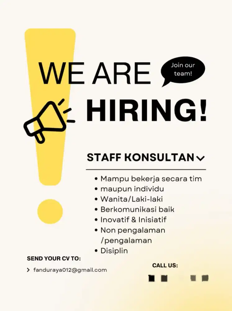LOWONGKAN PERKEJAAN STAFF KONSULTAN
