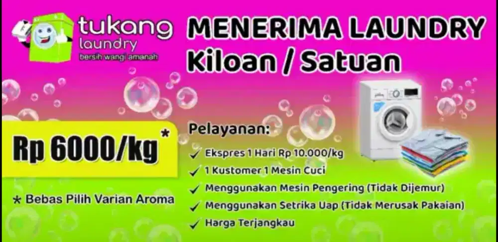 DI BUTUHKAN TENAGA FREELANCE UNTUK LAUNDRY