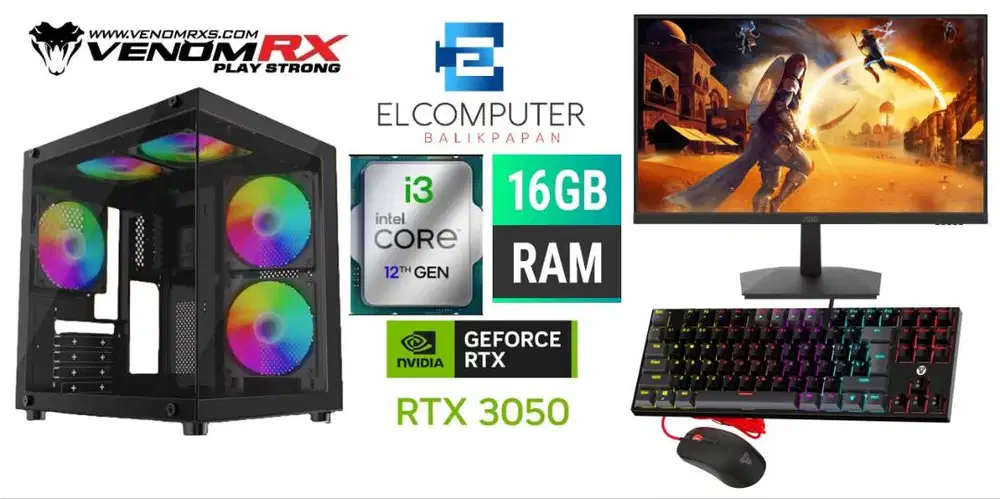 PC GAMING FULSET [CORE i3 Gen12 - RTX 3050 6GB - DDR4 16GB - MON 24]