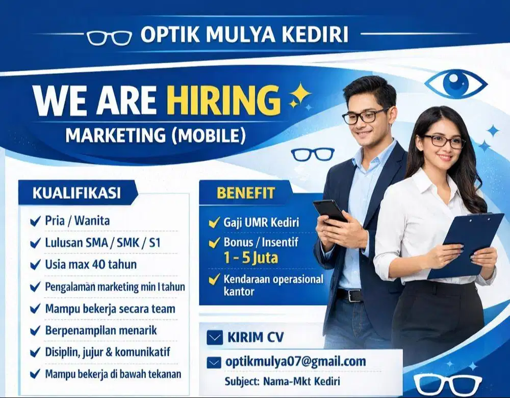Lowongan Pekerjaan Marketing Optik Mulya Kediri