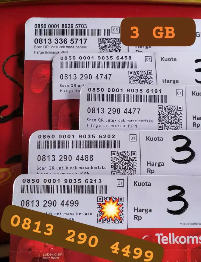 NOMOR CANTIK SIMPATI ISI 3 GB NASIONAL BERLAKU 30 HARI.